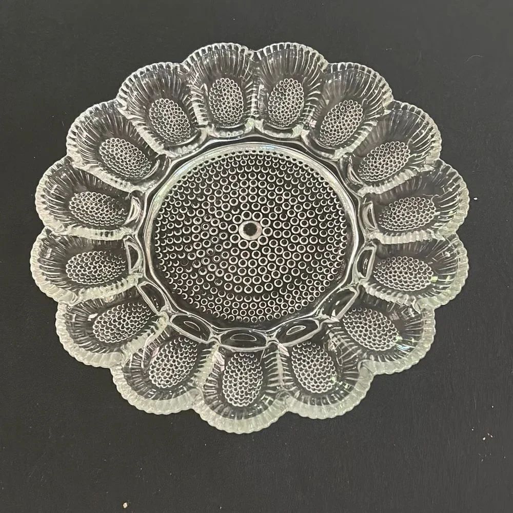 Vintage Cut Glass Deviled Egg Plate